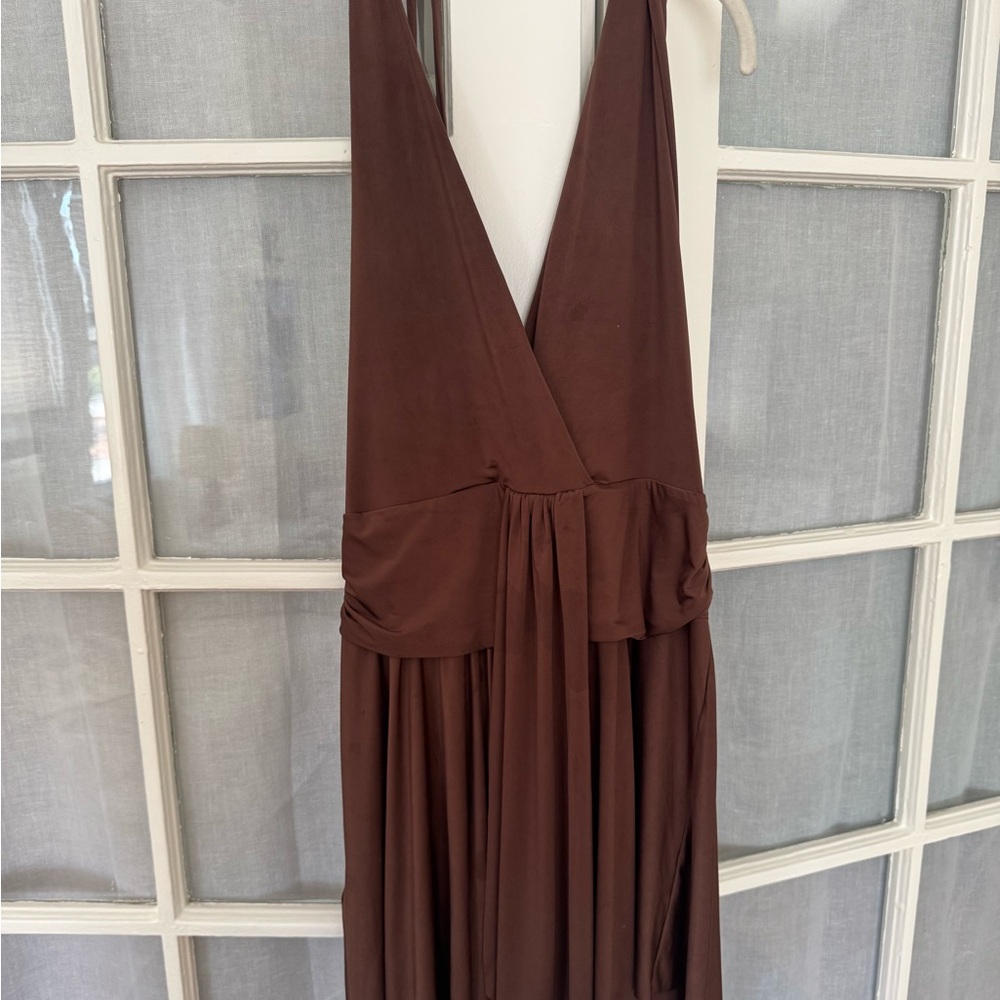 Mango x Siedres brown halter dress